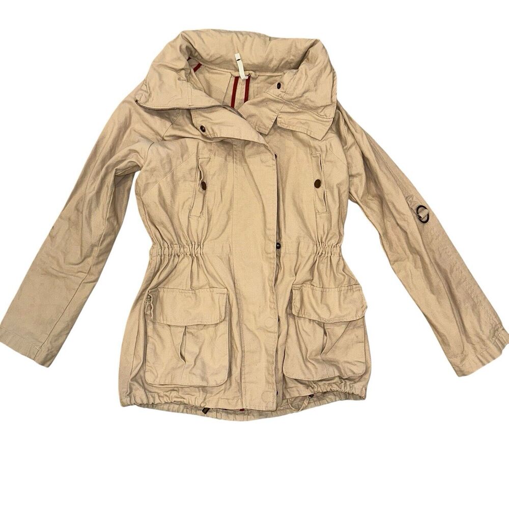 Willow And Clay Anthropologie Womens Jacket Size M Beige Gorpcore Utility Hooded